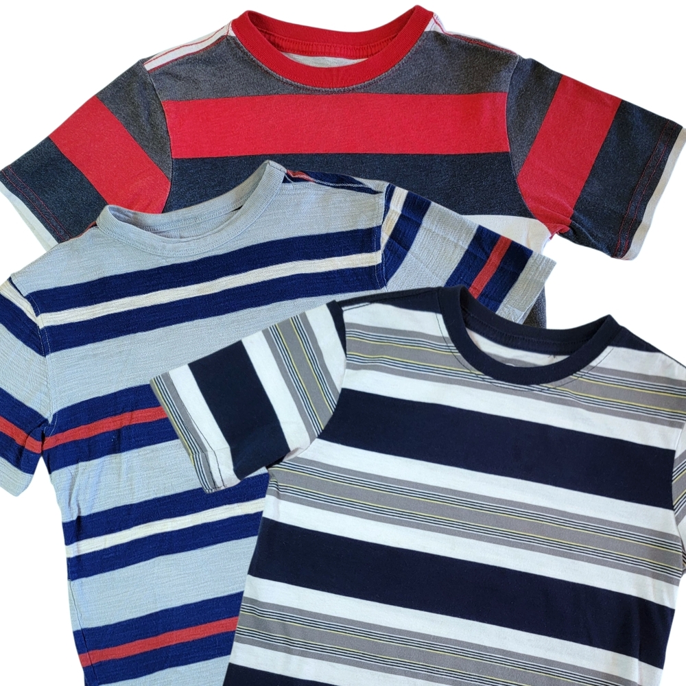 Lot Of 3 Striped T-shirts Kids Size 6-7 Wonder Nation, Cherokee, Back To School